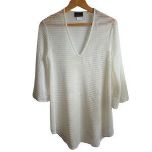 Jordan Taylor Swim Cover Up Ivory Mesh Tunic Made in USA Resort Wear Cruise M